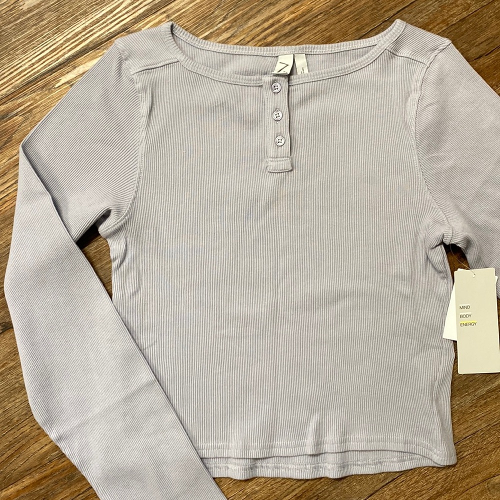 ZELLA Tiny Dancer Cropped LS Ribbed Tee Nordstroms Lilac Grey - Picture 1 of 4